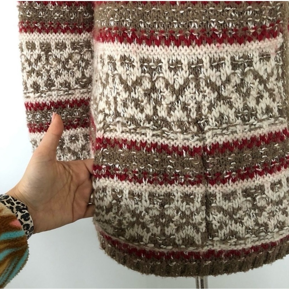 J Jill Beige Brown Knitted Cardigan Sweater Chunky Oversized Fall Women Size S - Picture 7 of 12